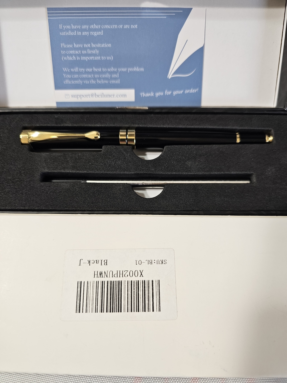 Black Black and Gold Slim Ballpoint Pen by Beiluner